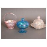 Blue Carnival Glass Candy Dish