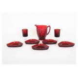 Vtg Ruby Red Glassware - Anchor Hocking, Indiana