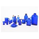 Vtg Cobalt Blue Glass Apothecary Bottles & Asst