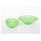 Vtg Jadeite Glass Bowls - Scalloped, Round Serving