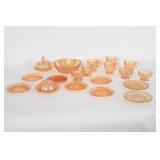 Jeannette Glass Iris & Herringbone Depression Set