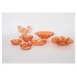 Vtg Marigold Iridescent Carnival Glass Serving