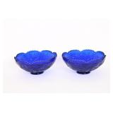 Vintage Fruit Mosser Glass Cobalt Blue Bowls