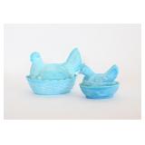 Light Blue Glass Hen on a Nest Dishes