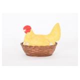 Vintage Hand Painted Ceramic Hen on a Nest Dish