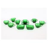 Vtg Anchor Hocking Forest Green Glass Snack Set
