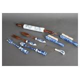 Blue White Glazed Stoneware Rolling Pin