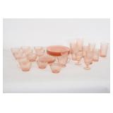 Vintage Jeannette Homespun 1940 Pink Dish Set