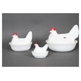 Milk Glass Chickens
