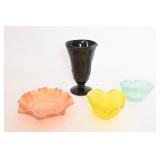 Sherok Glass Vase, Colored Glass Bowls