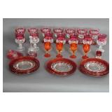 Pink Glass Stemware & Plates