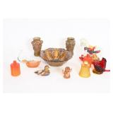 Glass Candle Holders, Painted Glass Dishes