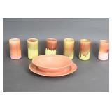 Glazed Ceramic Cups, Bowl, Platter