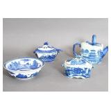 Victoria Ironstone B/W Tureen, Teapot, Bowl