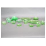 Vaseline Glass Cups & Platters