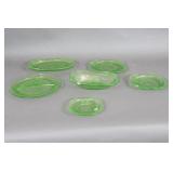 Vaseline Glass Platters Parrot Pattern