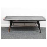Vtg Atomic Distressed Black Tapered Leg Coffee Tab