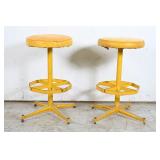 Vintage Yellow Industrial Shop Stools