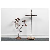 Atq Metal Scalloped Pedestal Tray Stand, Flowers
