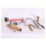 Assorted Grease Guns, Oil Cans And Scraper