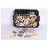 Bin Of Metal Hardware, Knobs, And Chains