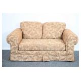 Traditional Beige Damask Upholstered Loveseat