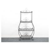 Vintage Black Wrought Iron 4-Tier Bakers Rack