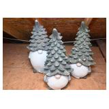 Three Ceramic Christmas Tree Gnomes