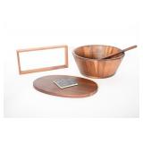 Wooden Salad Bowl Set With Coasters and Frame