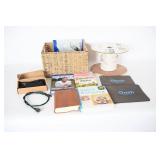 Woven Basket w/ Books & Wire Spool