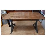 Adjustable Wooden Desk With Metal Legs