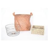 Woven Laundry Hamper With Two Storage Baskets