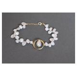 Baroque Pearl Bracelet w/ Gold Ring Pendant