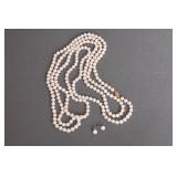 Pearl Necklace w/ Matching Stud Earrings
