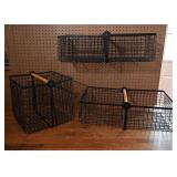 Black Wire Storage Baskets w/ Wood Handles