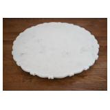 White Marble Lazy Susan w/ Scalloped Edge