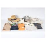 Assorted Kitchen Linens w/ Straw Hat