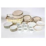 Gold Trimmed Porcelain Dinnerware w/ Storage Cases