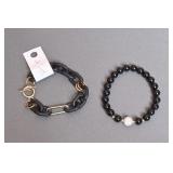 Black Bracelets w/ Gold Accents