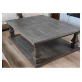 Grey Wash Wooden Coffee Table With Shelf