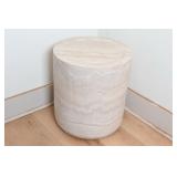 Cylindrical Travertine Side Table
