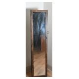 Wooden Standing Jewelry Cabinet With Mirror