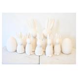 White Textured Easter Bunnies And Eggs