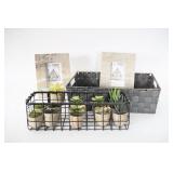 Woven Storage Baskets With Frames And Succulents