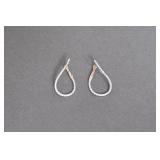 Pair of Silver Teardrop Earrings w/ Crystals