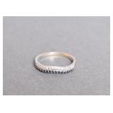 Silver Wave Band Ring w/ Black & White Stones