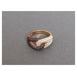 Gold Ring w/ Brown and White Pave Stones