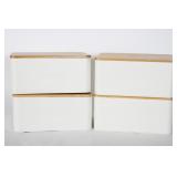 White Metal Bread Boxes w/ Bamboo Lids