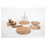 Acacia Wood Taco Press And Serving Set