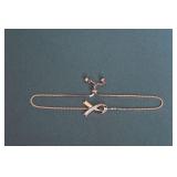 Rose Gold Ribbon Bolo Bracelet w/ Crystals